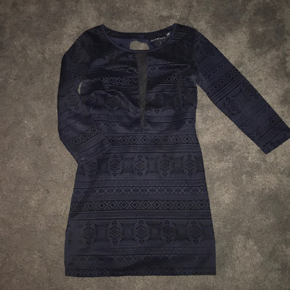 navy blue body con dress